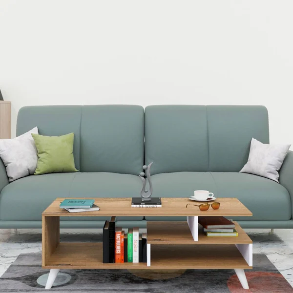 Dora Coffee Table In Canyon Oak And White Colour
