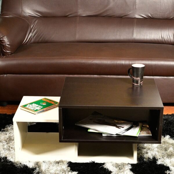 Jersey Coffee Table in White & Brown Colour